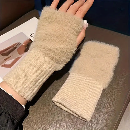 Arctic Plush Fingerless Gloves